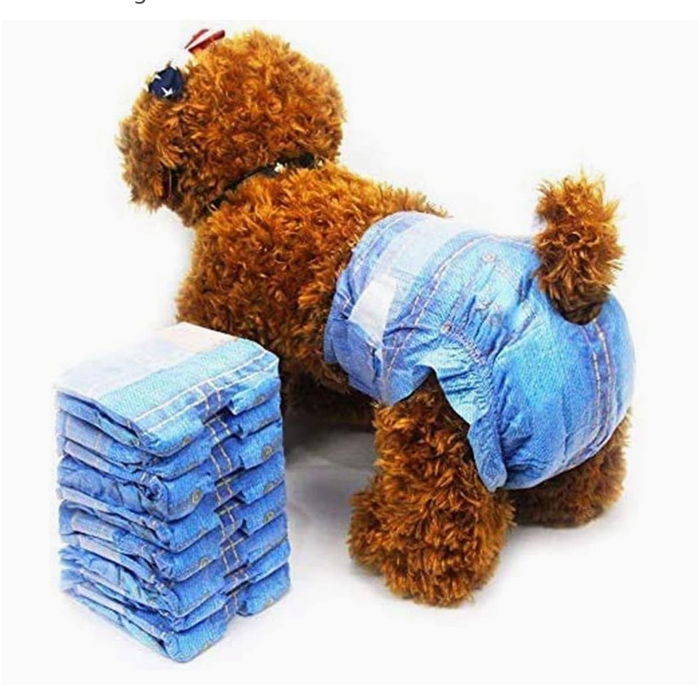 Pet Soft Disposable Diapers (Jean Print) Size Medium Total of 38-Diapers